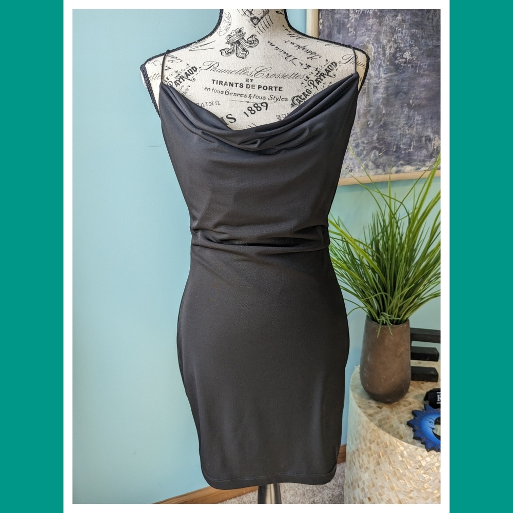 B Smart Cowl Neck Black Dress